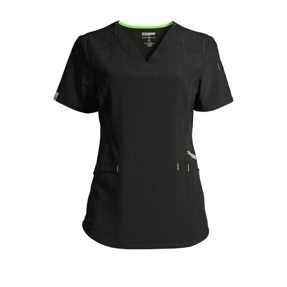 NWT Scrubstar Women's Seasonal Solid Contrast V-Neck Scrub Top - Picture 4 of 10
